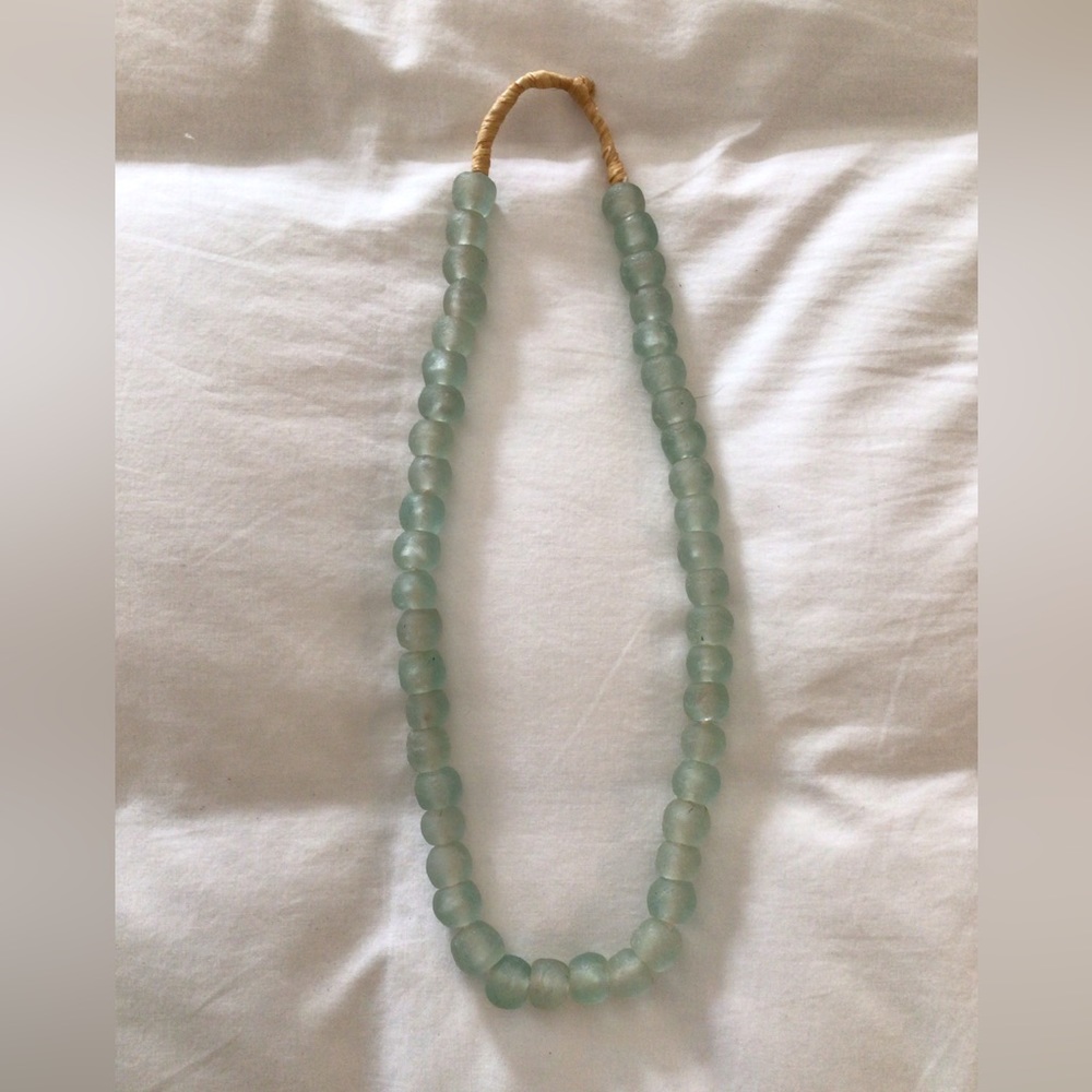 Light green sea glass bead necklace